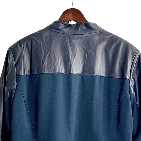 Hal Rubenstein Women’s 2X Blue Genuine Leather Jacket Zip Front Stretch Panels - Picture 5 of 8
